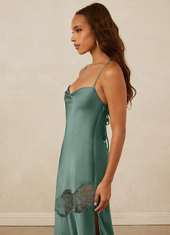 Christian Siriano Bridal for Azazie 1012 Bridesmaid Dresses Eucalyptus Sheath Lace Stretch Satin Dress image6