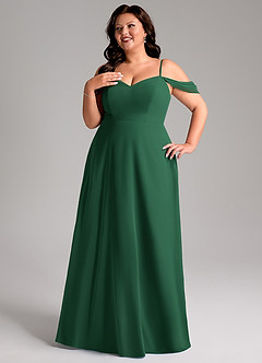 Azazie Marley Bridesmaid Dresses Dark Green A-Line Off the Shoulder Chiffon Convertible Dress image14