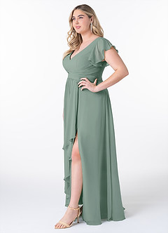 Azazie Omari Bridesmaid Dresses Silver Sage A-Line Chiffon Dress image9