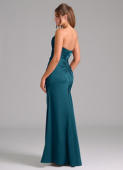 Azazie Lucille Jurken voor bruidsmeisjes Converteerbaar Jurk van Stretch Satijn met Zeemeermin Strapless Inkt Blauw image4