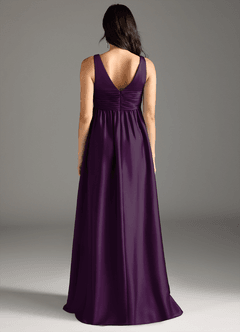 Azazie Yetta Maternity Bridesmaid Dresses A-Line Pleated Stretch Satin Floor-Length Dress image7