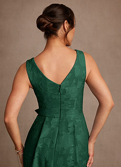 Azazie Luanne vestidos de madre de la novia Vestido de Verde Oscuro de Devorado Floral de Corte en A con Plisado image6