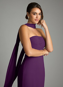 Azazie Saylor Vestidos de damas de honor Vestido de Uva de Gasa de Corte Sirena con Sin tirantes image2