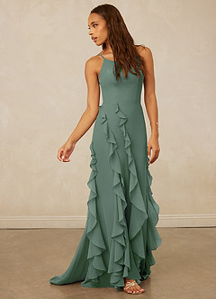 Christian Siriano Bridal for Azazie 1006 Bridesmaid Dresses Eucalyptus Mermaid Ruched Chiffon Dress image4