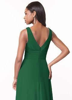 Azazie Julianna Bridesmaid Dresses Dark Green A-Line Chiffon Dress image4