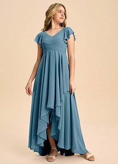Azazie Caria Junior Bermuda A-Line Pleated Chiffon Dress image3