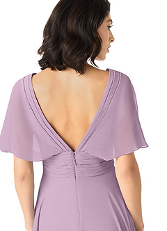 Azazie Pamela Bridesmaid Dresses Wisteria A-Line V-Neck Pleated Chiffon Dress image5