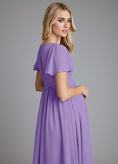 Azazie Verna Maternity Bridesmaid Dresses A-Line V-Neck Ruched Chiffon Floor-Length Dress image7