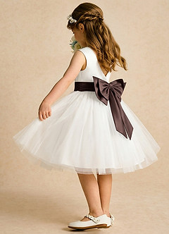 Azazie Sosie vestidos de niña de las flores Vestido de Marfil Ganache de Tul de Corte en A con Plisado image4