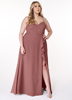 Azazie Naeem Bridesmaid Dresses Desert Rose A-Line V-Neck Ruffle Chiffon Dress image9