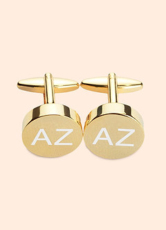 front Personalized Rounded Metal Cuff Links