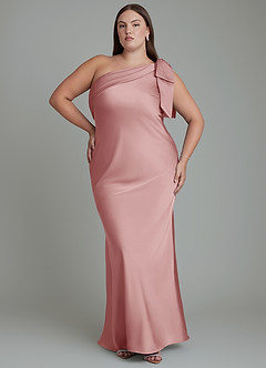 Azazie Yuanna Bridesmaid Dresses Dusty Rose Mermaid One Shoulder Stretch Satin Dress image8
