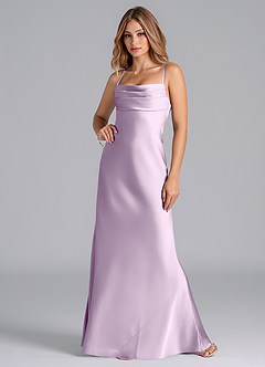 Azazie Seema Bridesmaid Dresses Frosted Lilac Mermaid Corset Stretch Satin Dress image4