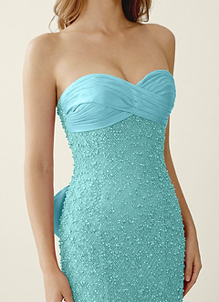Amaryllis Blue Beading Corset Lace Up Back Mermaid Prom Dress image5
