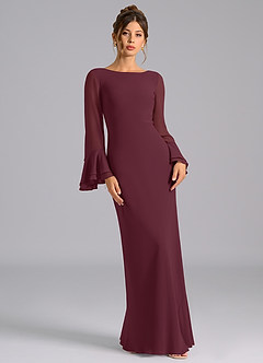 Azazie Leone Bridesmaid Dresses Cabernet Mermaid Corset Chiffon Dress image4