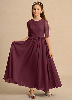 Azazie Pippin Girl vestidos de niña de las flores Vestido de Cabernet de Encaje de Corte En A image6