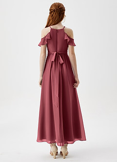 Azazie Chaya Junior Merlot A-Line Off the Shoulder Chiffon Dress image2