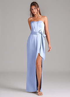 Azazie Jamie Bridesmaid Dresses Ice A-Line Strapless Stretch Satin Convertible Dress image3