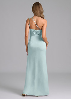 Azazie Eren Bridesmaid Dresses Mist Mermaid One Shoulder Stretch Satin Dress image3