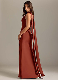 Azazie Kinsley Bridesmaid Dresses Terracotta Mermaid Side Slit Stretch Satin Dress image6