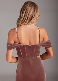 Azazie Jas Bridesmaid Dresses Rustic Rose Sheath Off-The-Shoulder Corset Velvet Convertible Dress image8