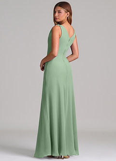 Azazie Nerine Brudtärnklänningar Klä av A-Linje i Chiffong Plisserad Matcha image2