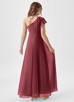 Azazie Arabella Junior Robe Trapèze en Mousseline de soie Rayé Merlot image2
