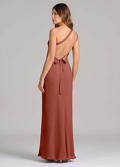 Azazie Monroe 신부 들러리 드레스 쉬스 한쪽 어깨 쉬폰 바닥 길이 드레스 image2