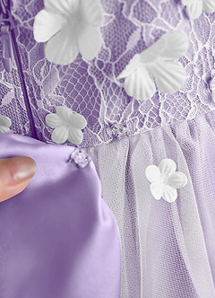 Azazie Celia Flower Girl Dresses Lilac A-Line Lace Tulle Dress image8