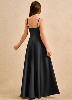 Azazie Coconut Girls Formal Sukienki dla dziewczynek sypiących kwiaty Linia A Pofałdowany Satyna elastyczna Długość podłogi Sukienka image2