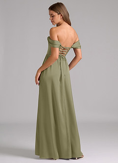 Azazie Hattie Bridesmaid Dresses Pistachio A-Line Corset Stretch Satin Dress image2