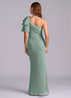Azazie Yuanna Bridesmaid Dresses Silver Sage Mermaid One Shoulder Chiffon Dress image2