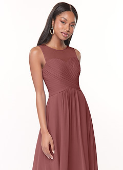 Azazie Gigi Final Sale Dolphin Grey A-Line Pleated Chiffon Dress image5