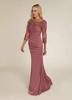 Azazie Alisondra Mother of the Bride Dresses Desert Rose Sheath Scoop Lace Lace Dress image3