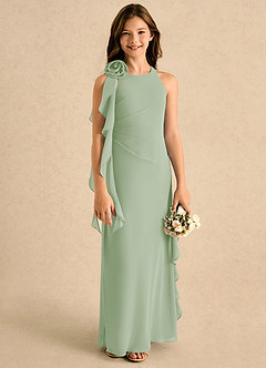 Azazie Manny Girls Formal Flower Girl Klänningar Klänning A-Line i Chiffong Plisserad image3