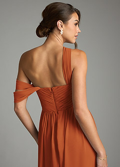 Azazie Kassandra 신부 들러리 드레스 A라인 오프 더 숄더 쉬폰 바닥 길이 드레스 image7