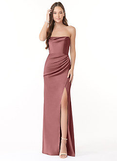 Azazie Leonis Bridesmaid Dresses Amethyst Mermaid Pleated Stretch Satin Convertible Dress image4