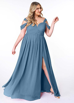 Azazie Lianne Bridesmaid Dresses Bermuda A-Line Off the Shoulder Chiffon Dress image11