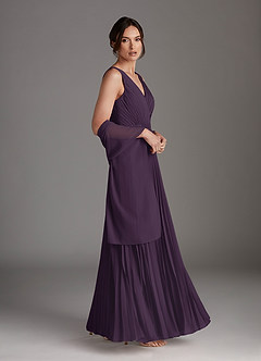 Azazie Kris Mother of the Bride Dresses Plum A-Line Sequins Chiffon Dress image3