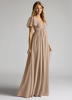 Azazie Madisynn Maternity Bridesmaid Dresses Bow Chiffon Floor-Length Dress image3
