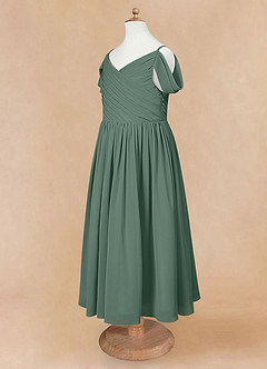 Azazie Chelle Flower Girl Dresses Sea Moss A-Line Pleated Chiffon Dress image8