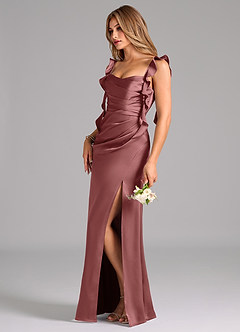 Azazie Jessamine Bridesmaid Dresses Amethyst A-Line Corset Stretch Satin Dress image5