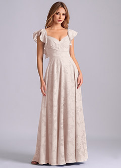 Azazie Leilani Bridesmaid Dresses Blushing Pink A-Line Sweetheart Neckline Floral Burnout Dress image1