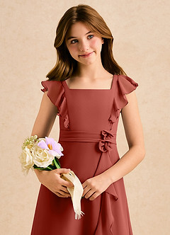 Azazie Soso Girls Formal Flower Girl Klänningar Klänning A-Line i Chiffong Plisserad image6