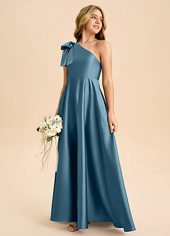 Azazie Penguin Junior Abito A-Line in Raso Elasticizzato Fiocco Bermuda image6