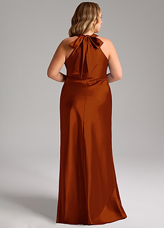 Azazie Doretta Bridesmaid Dresses Auburn Mermaid Bow Metallic Satin Dress image18