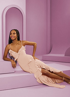 Barbie ♥ Azazie Jurken voor bruidsmeisjes Jurk van Chiffon met Kolom Engelse Roos image8