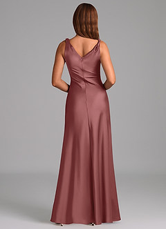 Azazie Nerine Suknie dla druhen Linia A Pofałdowany Satyna elastyczna Do ziemi Sukienka image5