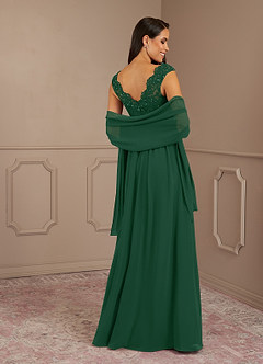 Azazie Amethyst Mother of the Bride Dresses Dark Green A-Line V-Neck Sequins Chiffon Dress image2