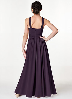 Azazie Jiya Junior Plum A-Line Pleated Mesh Dress image2